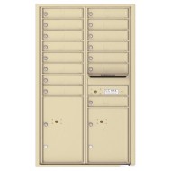 15 Tenant Doors with 2 Parcel Lockers and Outgoing Mail Compartment - 4C Wall Mount 14-High Mailboxes - 4C14D-15