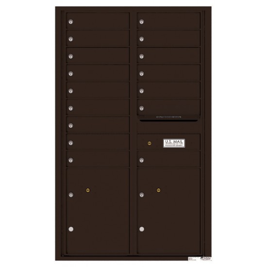 16 Tenant Doors with 2 Parcel Lockers and Outgoing Mail Compartment - 4C Wall Mount 14-High Mailboxes - 4C14D-16