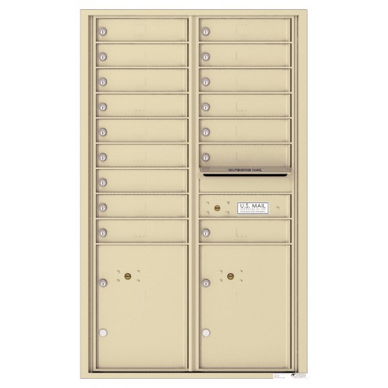 16 Tenant Doors with 2 Parcel Lockers and Outgoing Mail Compartment - 4C Wall Mount 14-High Mailboxes - 4C14D-16