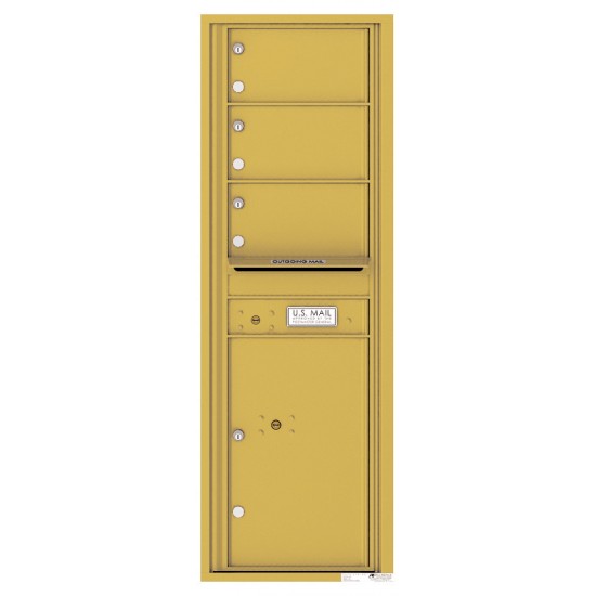 3 Oversized Tenant Doors with 1 Parcel Locker and Outgoing Mail Compartment - 4C Wall Mount 14-High Mailboxes - 4C14S-03