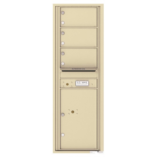 3 Oversized Tenant Doors with 1 Parcel Locker and Outgoing Mail Compartment - 4C Wall Mount 14-High Mailboxes - 4C14S-03