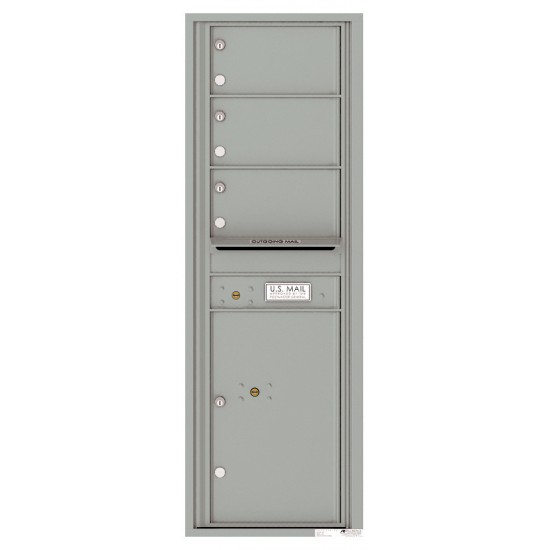 3 Oversized Tenant Doors with 1 Parcel Locker and Outgoing Mail Compartment - 4C Wall Mount 14-High Mailboxes - 4C14S-03