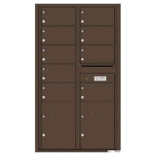 9 Oversized Tenant Doors with 2 Parcel Lockers and Outgoing Mail Compartment - 4C Wall Mount 15-High Mailboxes - 4C15D-09