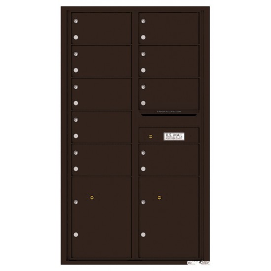 9 Oversized Tenant Doors with 2 Parcel Lockers and Outgoing Mail Compartment - 4C Wall Mount 15-High Mailboxes - 4C15D-09