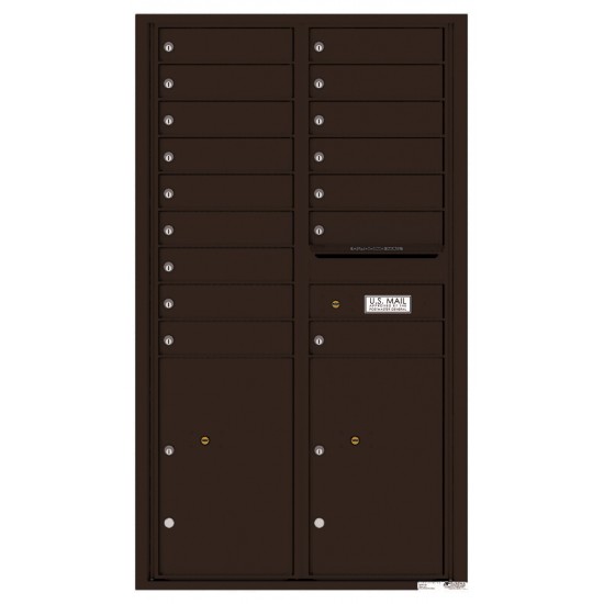 16 Tenant Doors with 2 Parcel Lockers and Outgoing Mail Compartment - 4C Wall Mount 15-High Mailboxes - 4C15D-16