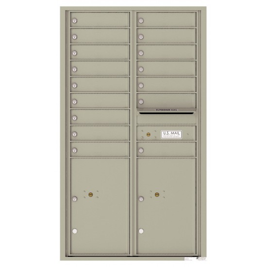 16 Tenant Doors with 2 Parcel Lockers and Outgoing Mail Compartment - 4C Wall Mount 15-High Mailboxes - 4C15D-16