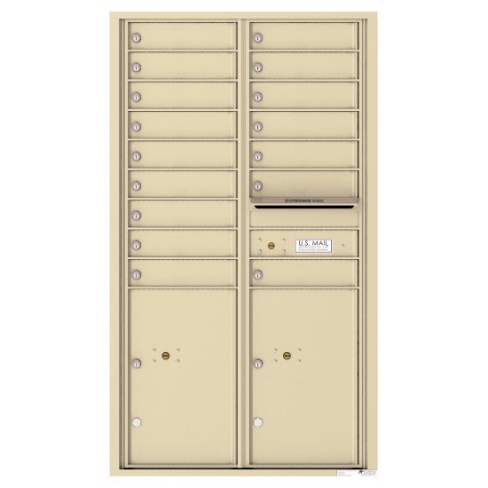 16 Tenant Doors with 2 Parcel Lockers and Outgoing Mail Compartment - 4C Wall Mount 15-High Mailboxes - 4C15D-16