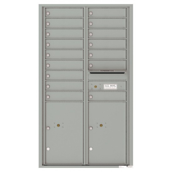 16 Tenant Doors with 2 Parcel Lockers and Outgoing Mail Compartment - 4C Wall Mount 15-High Mailboxes - 4C15D-16