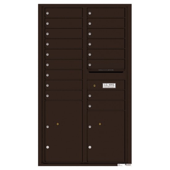 17 Tenant Doors with 2 Parcel Lockers and Outgoing Mail Compartment - 4C Wall Mount 15-High Mailboxes - 4C15D-17