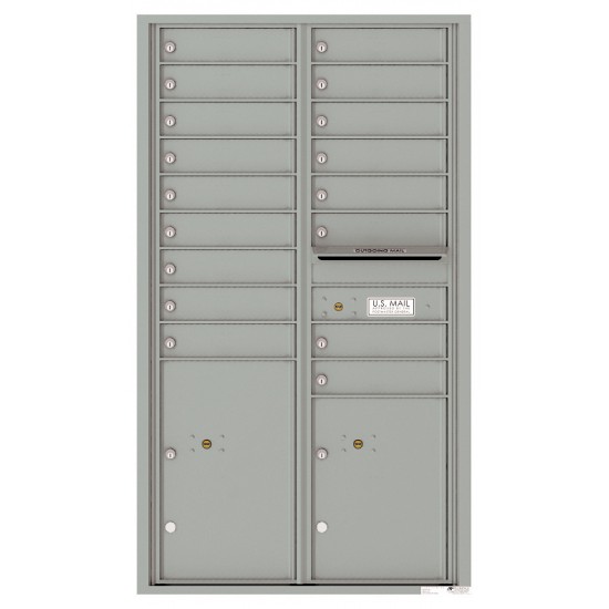 17 Tenant Doors with 2 Parcel Lockers and Outgoing Mail Compartment - 4C Wall Mount 15-High Mailboxes - 4C15D-17