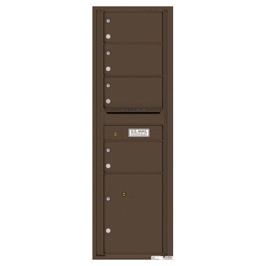 4 Oversized Tenant Doors with 1 Parcel Locker and Outgoing Mail Compartment - 4C Wall Mount 15-High Mailboxes - 4C15S-04