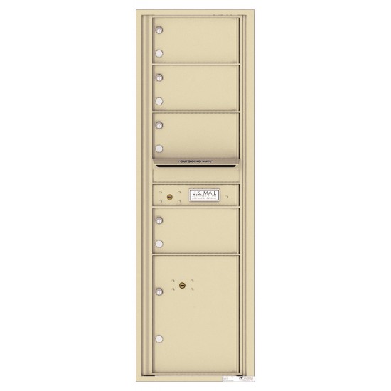 4 Oversized Tenant Doors with 1 Parcel Locker and Outgoing Mail Compartment - 4C Wall Mount 15-High Mailboxes - 4C15S-04