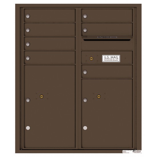 7 Tenant Doors with 2 Parcel Lockers and Outgoing Mail Compartment - 4C Wall Mount ADA Max Height Mailboxes - 4CADD-07