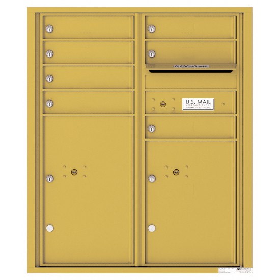 7 Tenant Doors with 2 Parcel Lockers and Outgoing Mail Compartment - 4C Wall Mount ADA Max Height Mailboxes - 4CADD-07