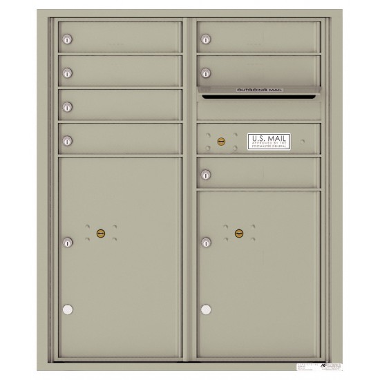 7 Tenant Doors with 2 Parcel Lockers and Outgoing Mail Compartment - 4C Wall Mount ADA Max Height Mailboxes - 4CADD-07