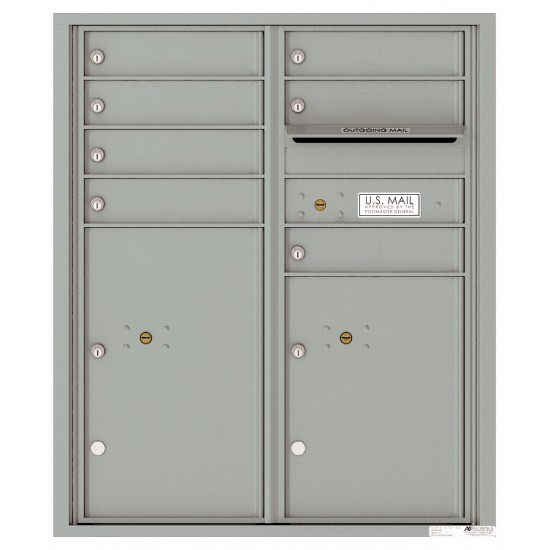 7 Tenant Doors with 2 Parcel Lockers and Outgoing Mail Compartment - 4C Wall Mount ADA Max Height Mailboxes - 4CADD-07