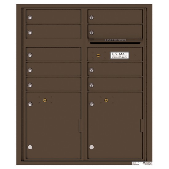 9 Tenant Doors with 2 Parcel Lockers and Outgoing Mail Compartment - 4C Wall Mount ADA Max Height Mailboxes - 4CADD-09