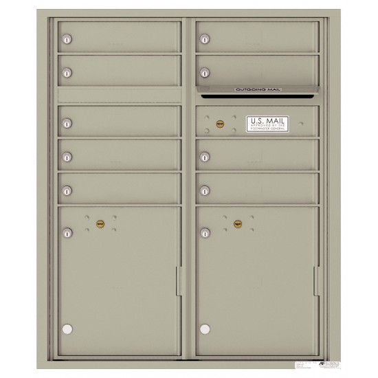 9 Tenant Doors with 2 Parcel Lockers and Outgoing Mail Compartment - 4C Wall Mount ADA Max Height Mailboxes - 4CADD-09