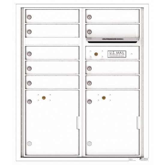 9 Tenant Doors with 2 Parcel Lockers and Outgoing Mail Compartment - 4C Wall Mount ADA Max Height Mailboxes - 4CADD-09