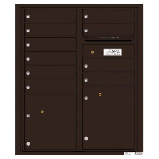 10 Tenant Doors with 2 Parcel Lockers and Outgoing Mail Compartment - 4C Wall Mount ADA Max Height Mailboxes - 4CADD-10