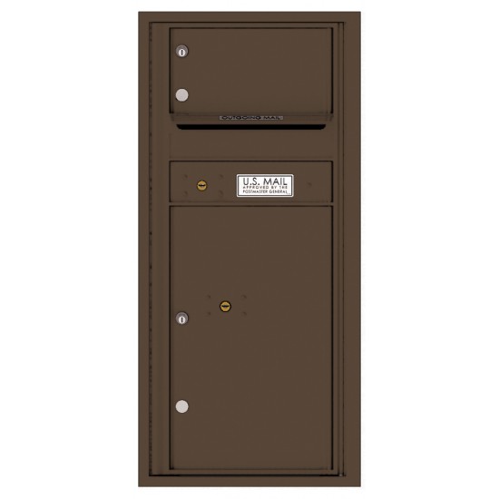 1 Over-Sized Tenant Door with 1 Parcel Locker and Outgoing Mail Compartment - 4C Wall Mount ADA Max Height Mailboxes - 4CADS-01