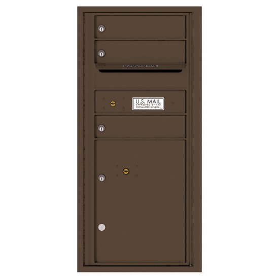 3 Tenant Doors with 1 Parcel Locker and Outgoing Mail Compartment - 4C Wall Mount ADA Max Height Mailboxes - 4CADS-03