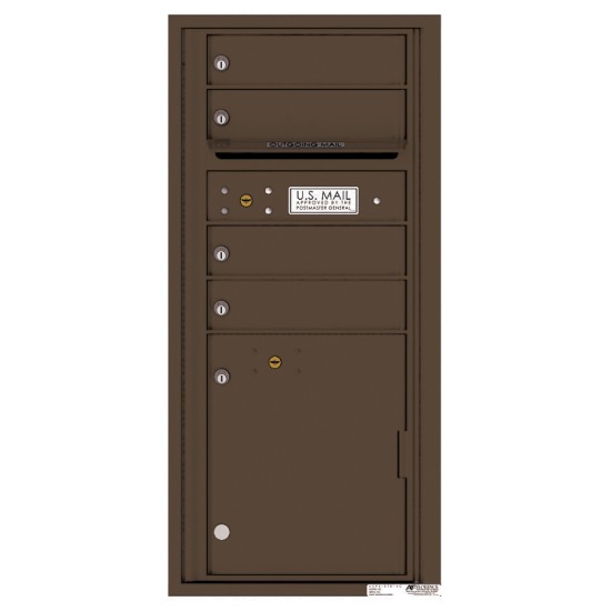 4 Tenant Doors with 1 Parcel Locker and Outgoing Mail Compartment - 4C Wall Mount ADA Max Height Mailboxes - 4CADS-04