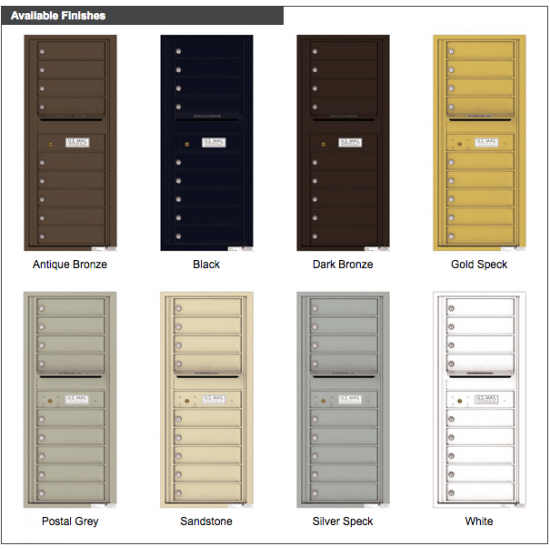 9 Tenant Doors with Outgoing Mail Compartment - 4C Wall Mount 11-High Mailboxes - 4C11S-09