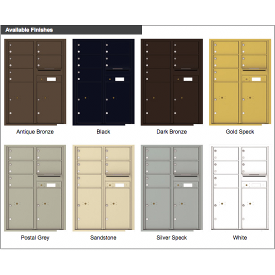 5 Oversized Tenant Doors with 2 Parcel Lockers and Outgoing Mail Compartment - 4C Wall Mount 12-High Mailboxes - 4C12D-05