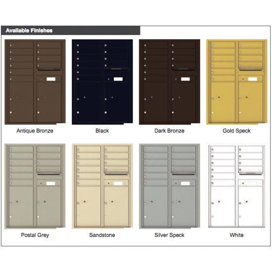 10 Tenant Doors with 2 Parcel Lockers and Outgoing Mail Compartment - 4C Wall Mount 12-High Mailboxes - 4C12D-10