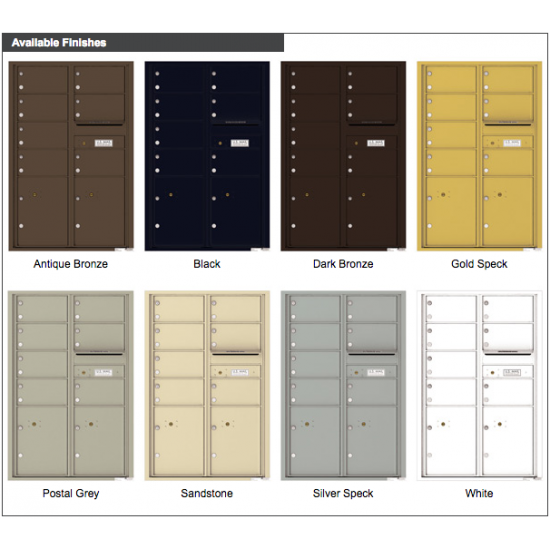 7 Oversized Tenant Doors with 2 Parcel Lockers and Outgoing Mail Compartment - 4C Wall Mount 13-High Mailboxes - 4C13D-07