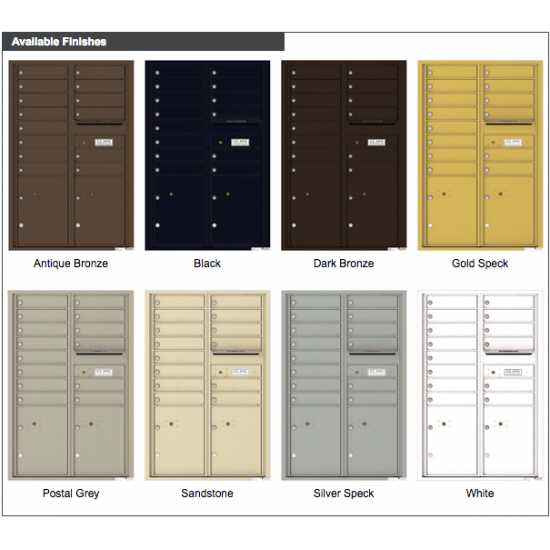 14 Tenant Doors with 2 Parcel Lockers and Outgoing Mail Compartment - 4C Wall Mount 13-High Mailboxes - 4C13D-14