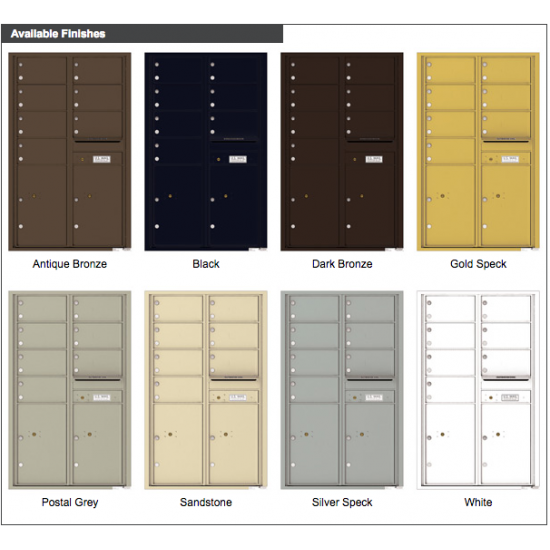 7 Oversized Tenant Doors with 2 Parcel Lockers and Outgoing Mail Compartment - 4C Wall Mount 14-High Mailboxes - 4C14D-07