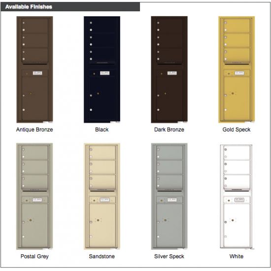 3 Oversized Tenant Doors with 1 Parcel Locker and Outgoing Mail Compartment - 4C Wall Mount 14-High Mailboxes - 4C14S-03