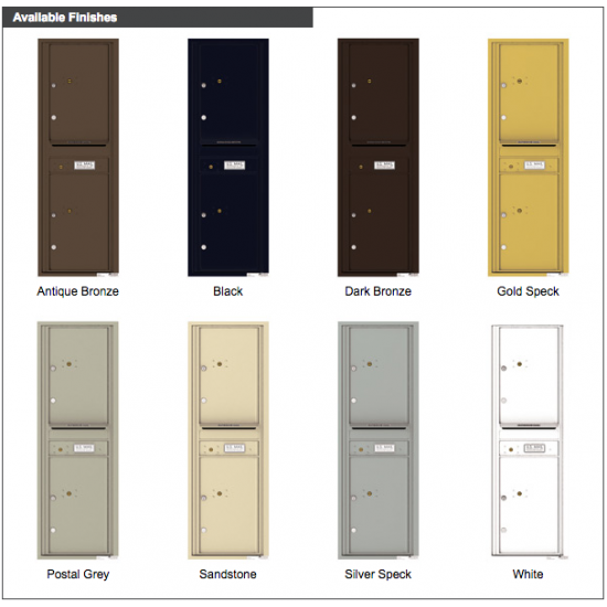 2 Parcel Doors with 1 Outgoing Mail Compartment Unit - 4C Wall Mount 14-High - 4C14S-2P