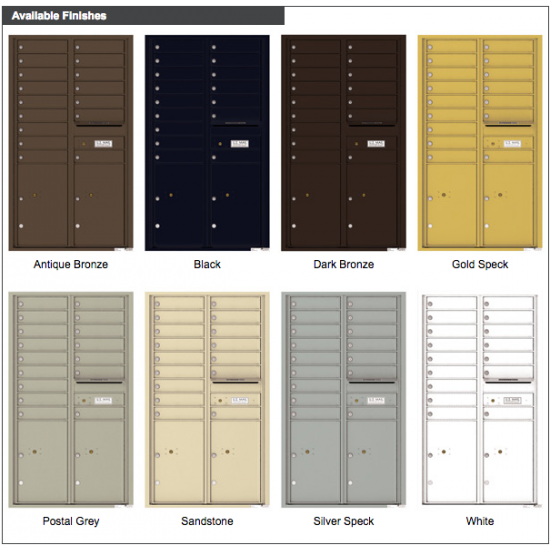 16 Tenant Doors with 2 Parcel Lockers and Outgoing Mail Compartment - 4C Wall Mount 15-High Mailboxes - 4C15D-16