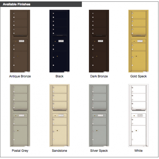 4 Oversized Tenant Doors with 1 Parcel Locker and Outgoing Mail Compartment - 4C Wall Mount 15-High Mailboxes - 4C15S-04