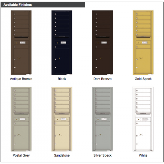 7 Tenant Doors with 1 Parcel Locker and Outgoing Mail Compartment - 4C Wall Mount 15-High Mailboxes - 4C15S-07