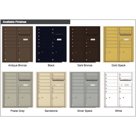 10 Tenant Doors with 2 Parcel Lockers and Outgoing Mail Compartment - 4C Wall Mount ADA Max Height Mailboxes - 4CADD-10