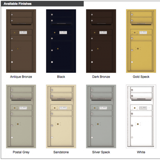 3 Tenant Doors with 1 Parcel Locker and Outgoing Mail Compartment - 4C Wall Mount ADA Max Height Mailboxes - 4CADS-03