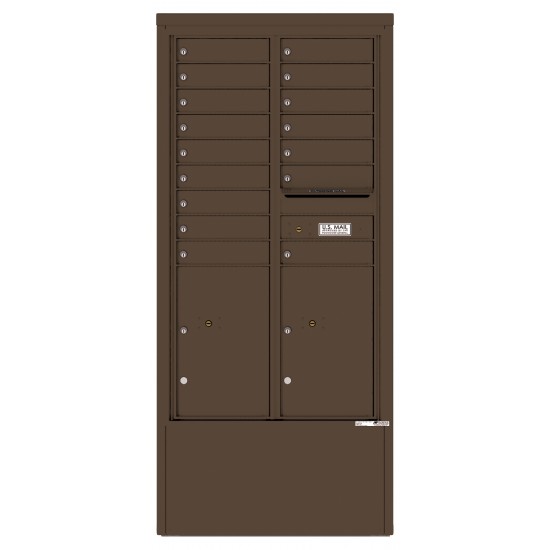 16 Tenant Doors with 2 Parcel Lockers and Outgoing Mail Compartment - 4C Depot Mailbox Module - 4C15D-16-D