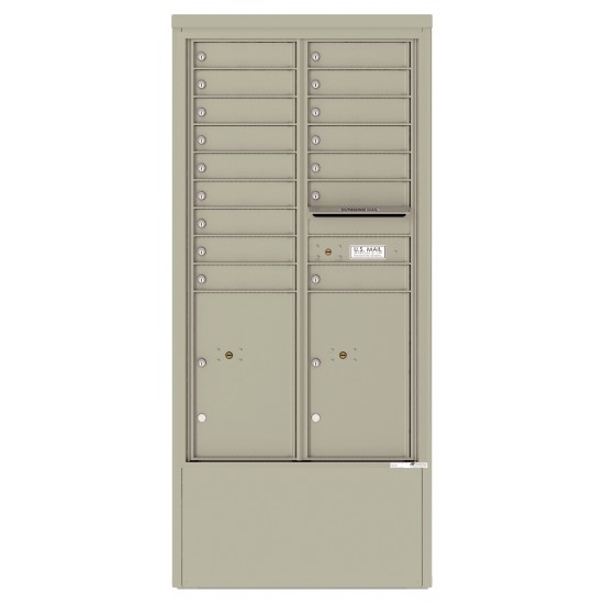 16 Tenant Doors with 2 Parcel Lockers and Outgoing Mail Compartment - 4C Depot Mailbox Module - 4C15D-16-D