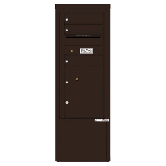 3 Tenant Doors with 1 Parcel Locker and Outgoing Mail Compartment - 4C Depot Mailbox Module - 4CADS-03-D