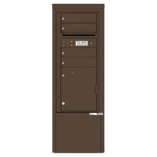 4 Tenant Doors with 1 Parcel Locker and Outgoing Mail Compartment - 4C Depot Mailbox Module - 4CADS-04-D