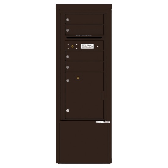 4 Tenant Doors with 1 Parcel Locker and Outgoing Mail Compartment - 4C Depot Mailbox Module - 4CADS-04-D