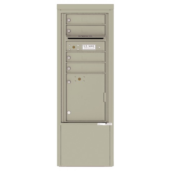 4 Tenant Doors with 1 Parcel Locker and Outgoing Mail Compartment - 4C Depot Mailbox Module - 4CADS-04-D