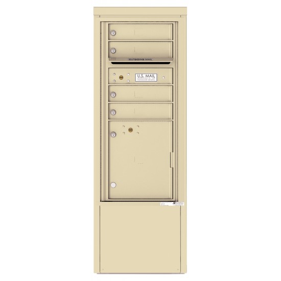 4 Tenant Doors with 1 Parcel Locker and Outgoing Mail Compartment - 4C Depot Mailbox Module - 4CADS-04-D