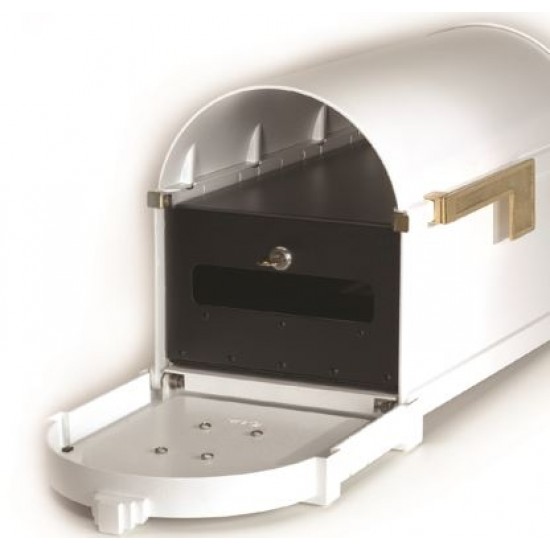 Keystone Mailbox - Almond with Polished Brass Script - KS-3S