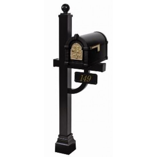 Keystone Mailbox - Black with Polished Brass Eagle - KS-7A