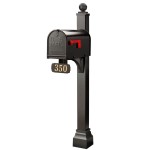 Janzer Mailbox System - Choose Your Color Mailbox Installed on Black Executive Post - SP-JB-CUSTOM-BEP